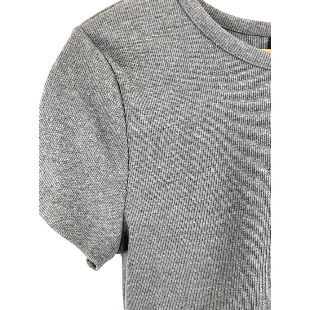 WIld Fable Womens XL Crop Top Gray Ribbed Form Fitting Short Sleeve Shirt - Picture 4 of 8
